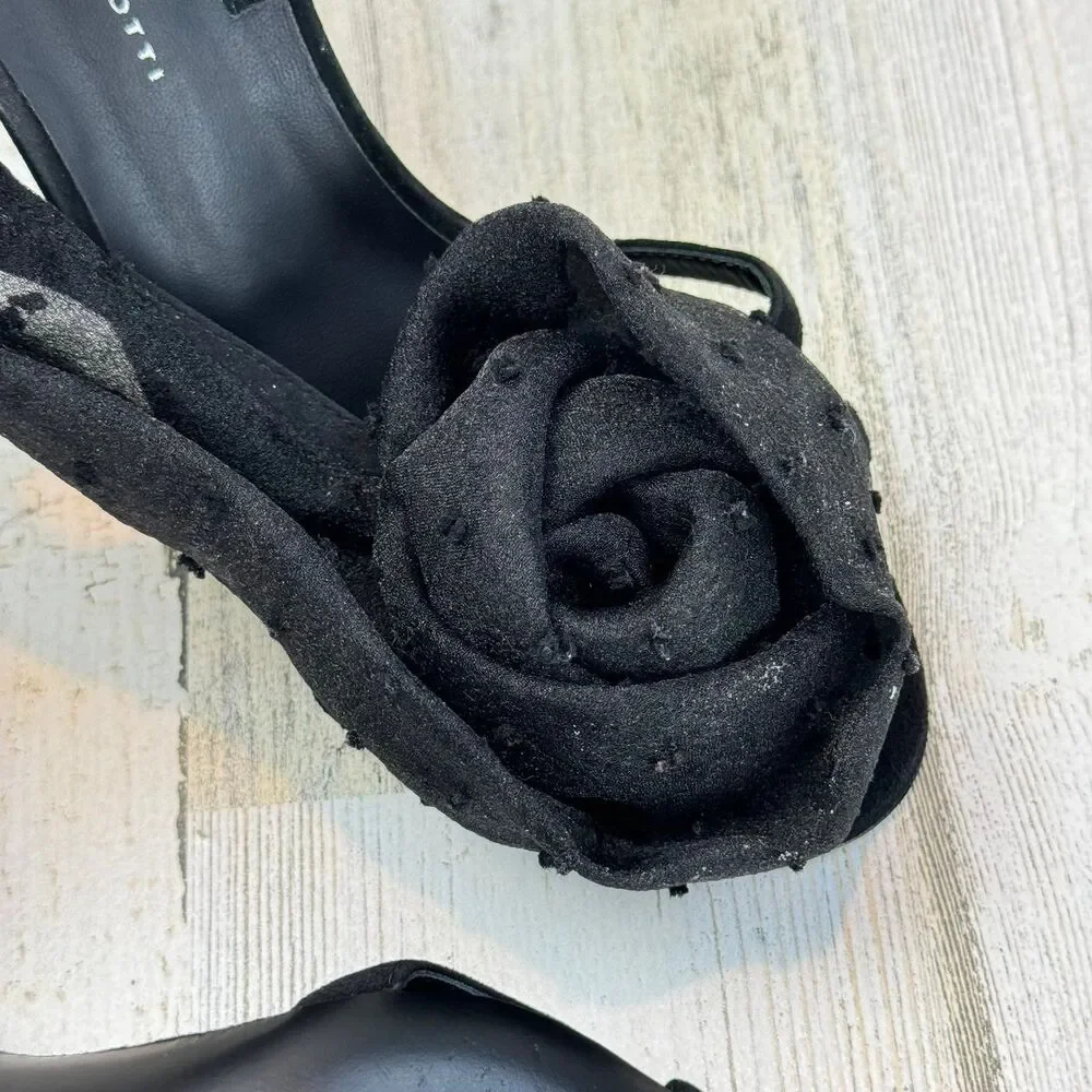 Giuseppe Zanotti Women Shoes Heel Sandals Black Rose New Size 37